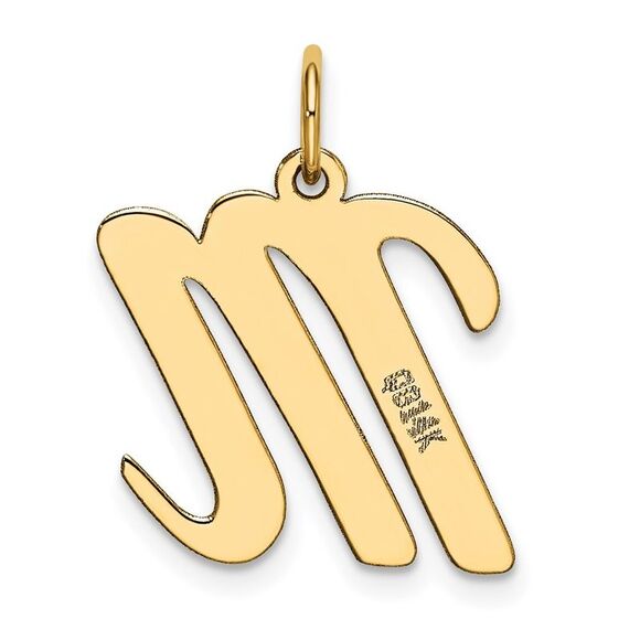 14k Yellow Gold Madison Collection LG Classic Script Initial M Pendant - Picture 3 of 5